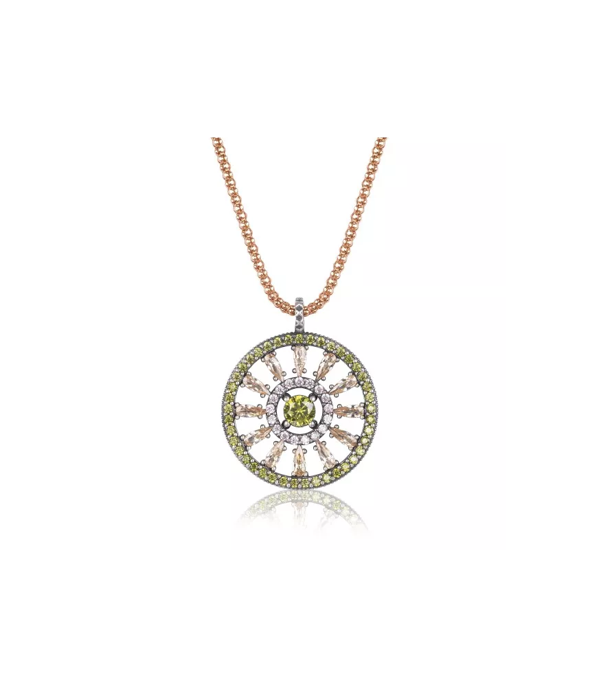 Colgante Sunfield en plata, con piedras y circonitas de colores.