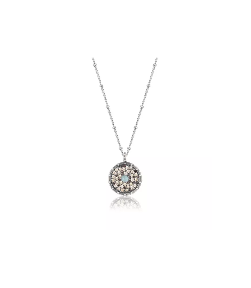 Colgante Sunfield en plata, con piedras y circonitas de colores.