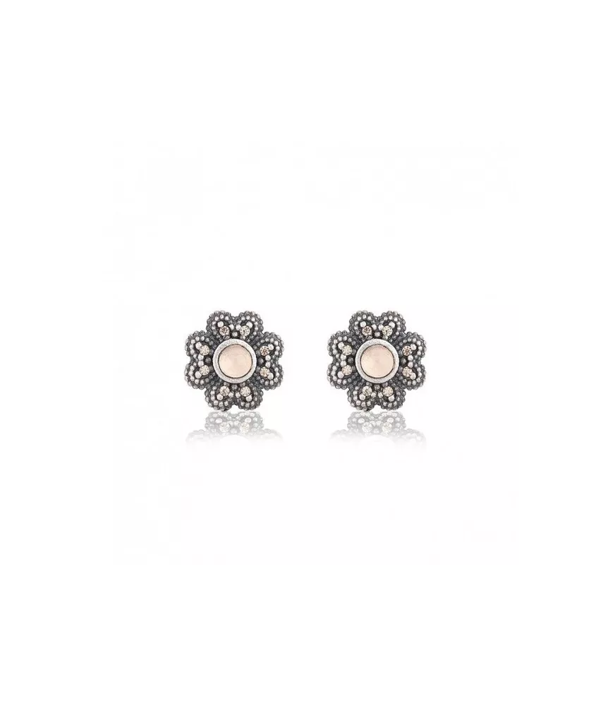 Pendientes Sunfield en plata, con piedras y circonitas de colores.