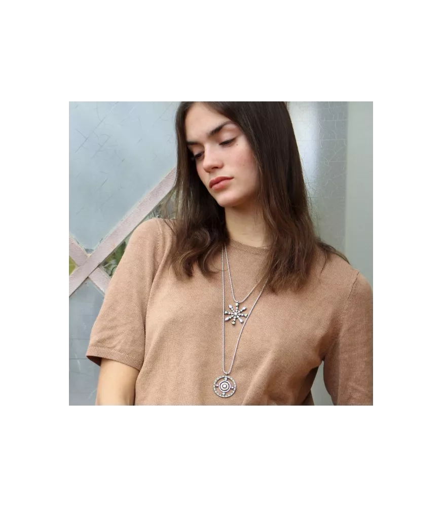 Colgante Sunfield en plata, oro 9 k, con piedras y circonitas de colores.