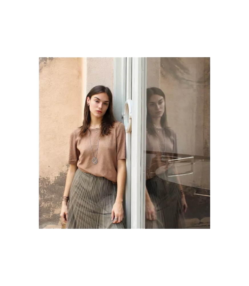 Colgante Sunfield en plata, oro 9 k, con piedras y circonitas de colores.