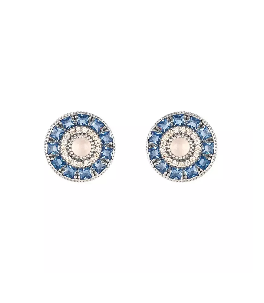 Pendientes Sunfield en plata, con piedras y circonitas de colores.