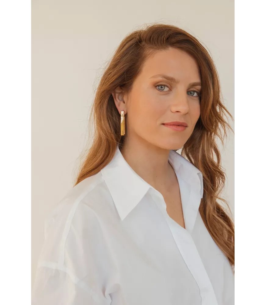 Pendientes Jónico Big CXC, en metal bañado en oro