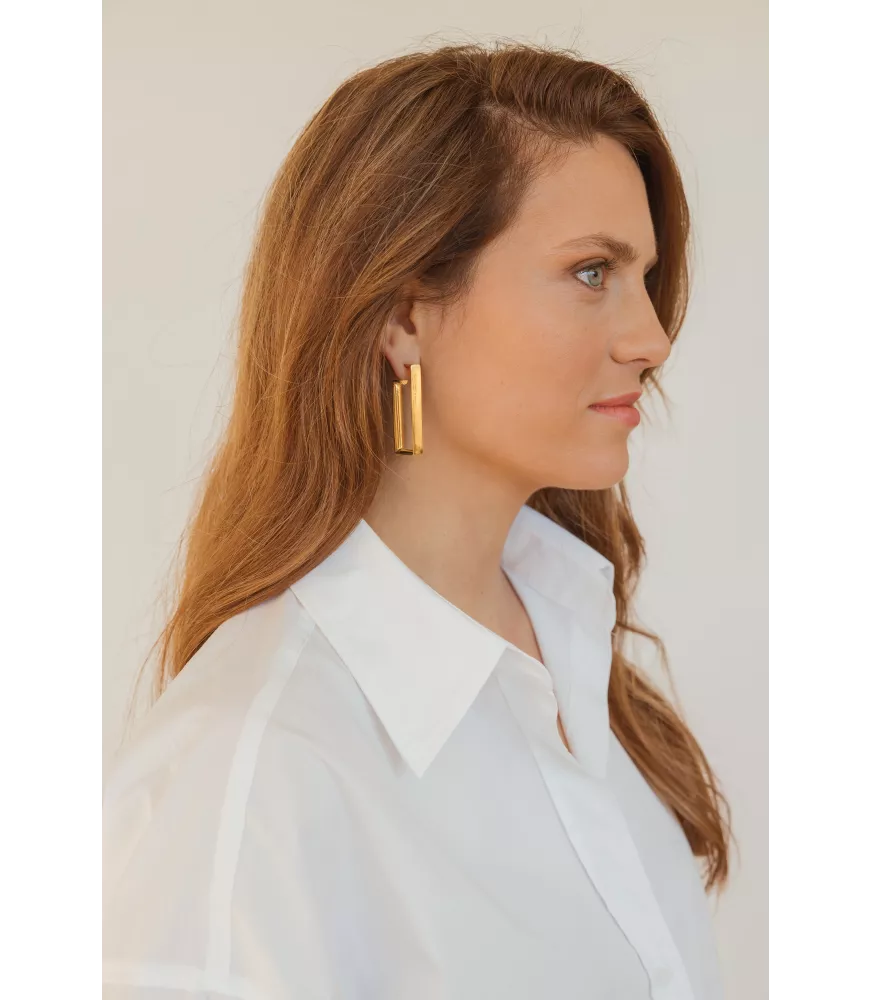 Pendientes Jónico Big CXC, en metal bañado en oro