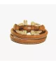 Pulsera doble Grillete Roll CXC, en metal bañado en oro, con cuero liso.