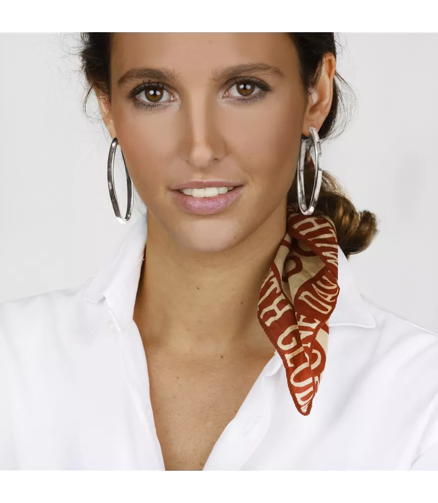 Pendientes CXC aro Oasis, en metal bañado en plata