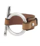 Pulsera Omega CXC, en metal bañado en plata, con cuero liso.
