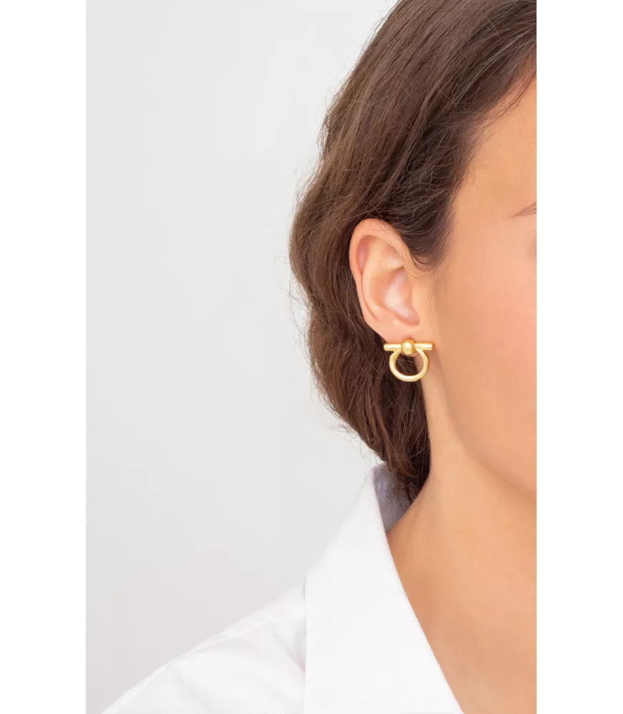 Pendientes CXC Omega Mini, en metal bañado en oro.