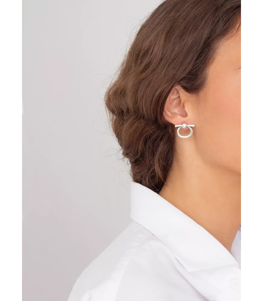 Pendientes CXC Omega Mini, en metal bañado en plata