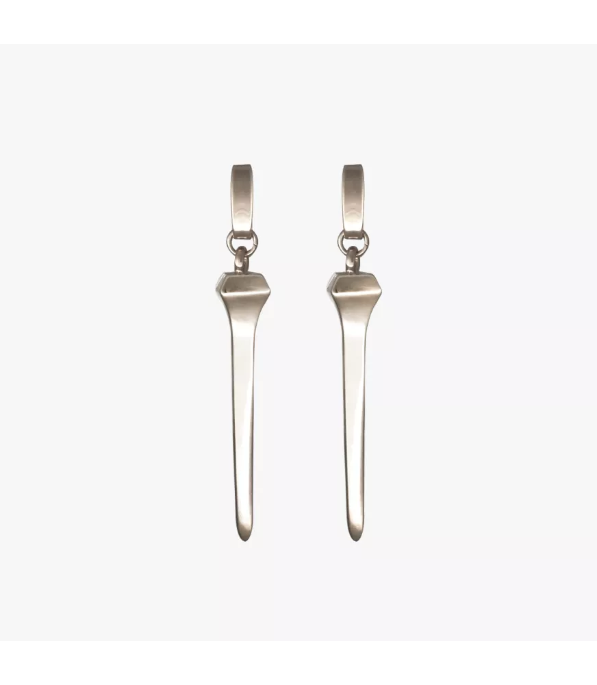 Pendientes CXC Clavo Diamante, en metal bañado en plata
