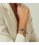 Pulsera Bambú CXC, en metal bañado en plata.