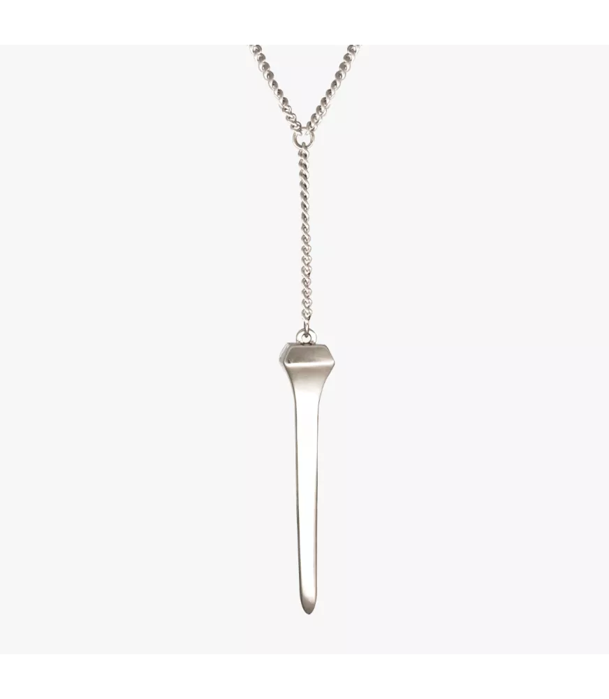 Collar CXC Clavo Diamante, en metal bañado en plata.