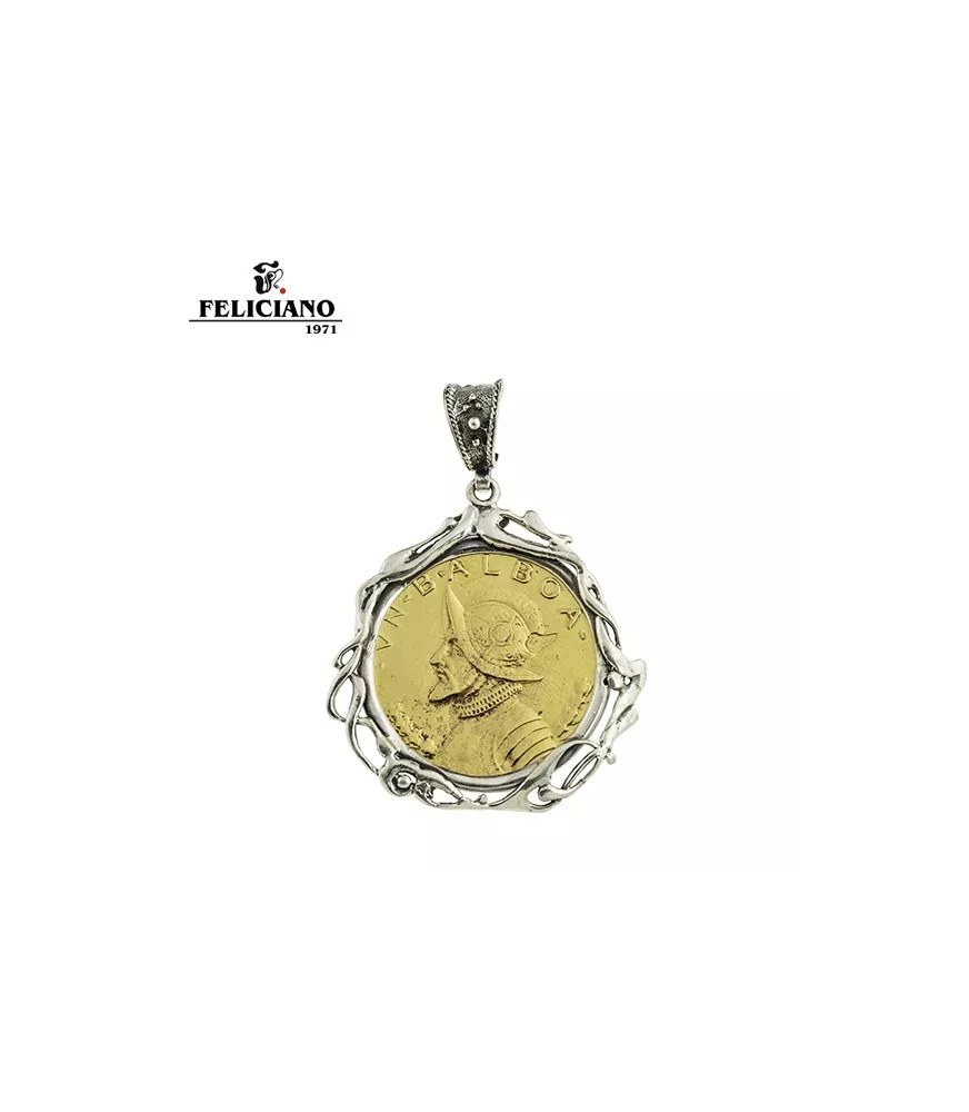 Colgante moneda en plata y bronce