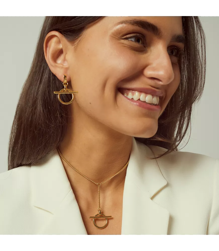 Pendientes CXC Orígenes Mini, en metal bañado en oro.