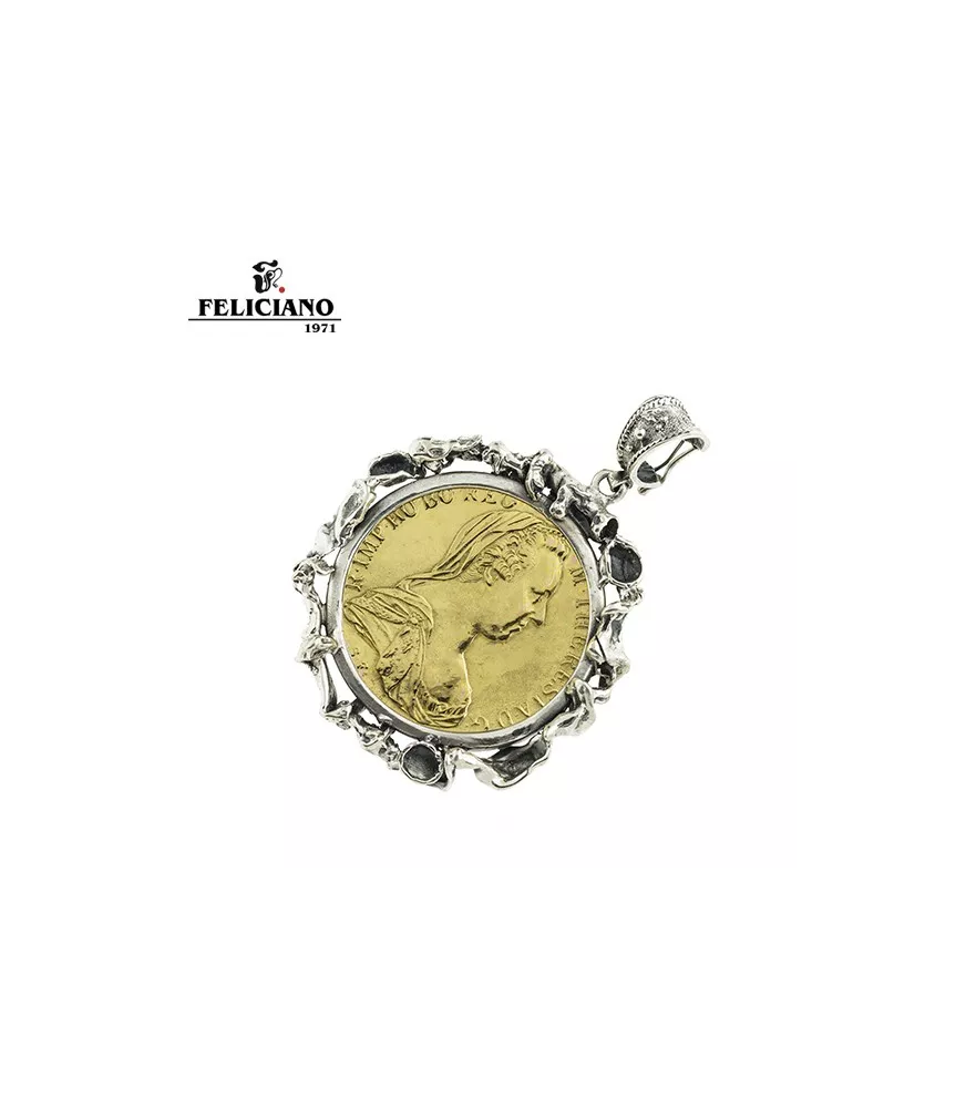 Colgante moneda en plata y bronce