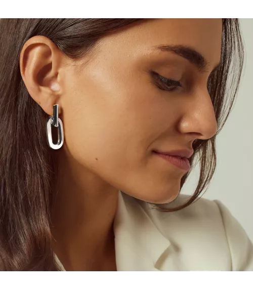 Pendientes CXC Atenas, en metal bañado en plata