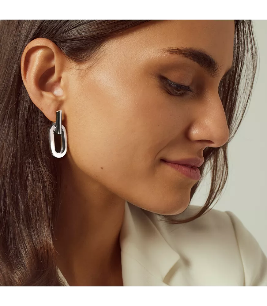 Pendientes CXC Atenas, en metal bañado en plata