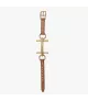 Pulsera Bit St. Moritz CXC, en metal bañado en oro y cuero camel.