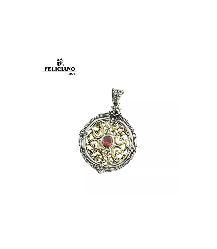 Colgante en plata,bronce y piedra