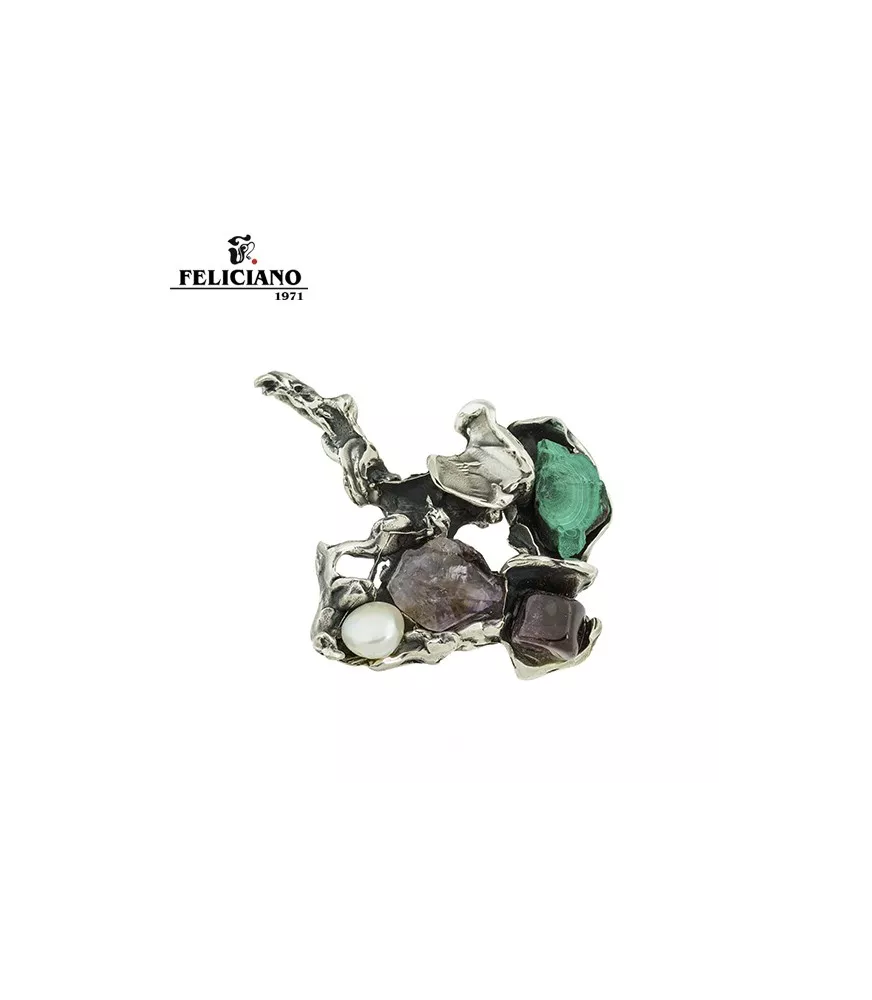 Colgante en plata, perla y piedras