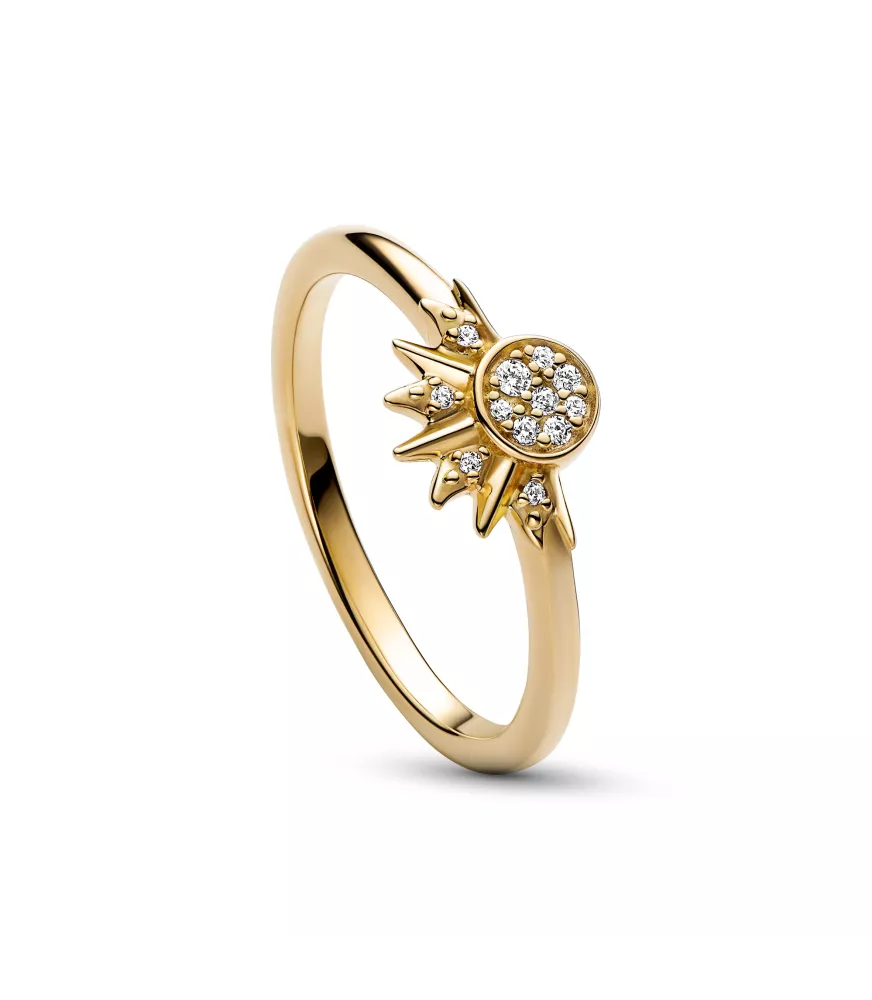 Anillo con un recubrimiento en oro de 14K Sol Celestial Brillante