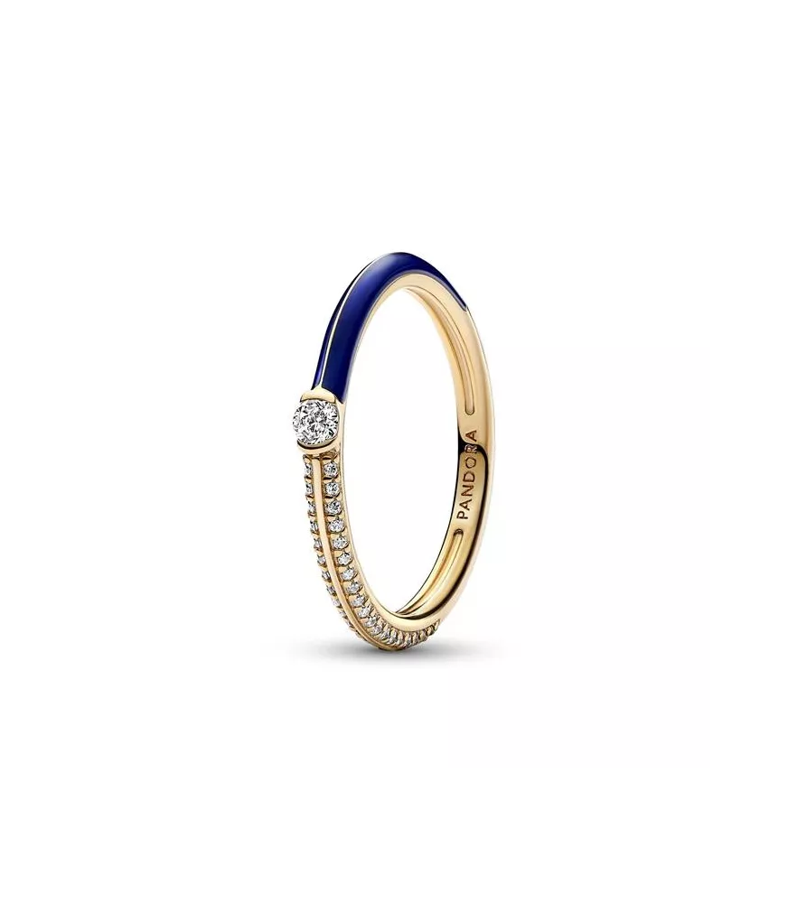 Anillo Pandora ME con un recubrimiento en oro de 14k Dual Azul & Pavé 