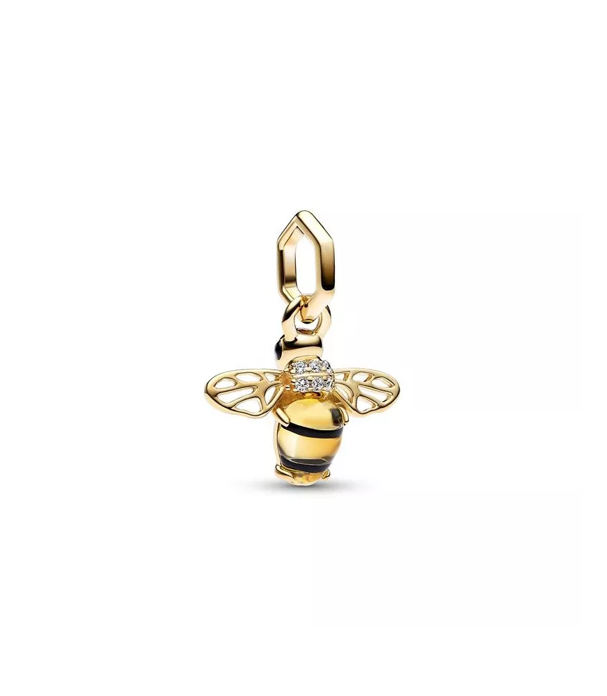 Charm Colgante con un recubrimiento en oro de 14k Abeja Brillante 