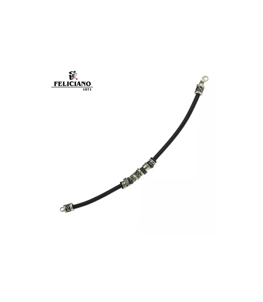 Pulsera en plata y cuero