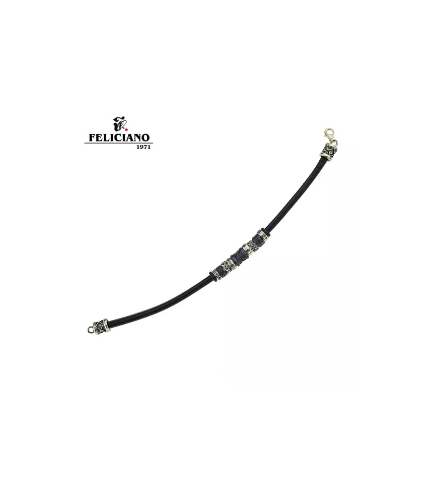 Pulsera en plata y cuero