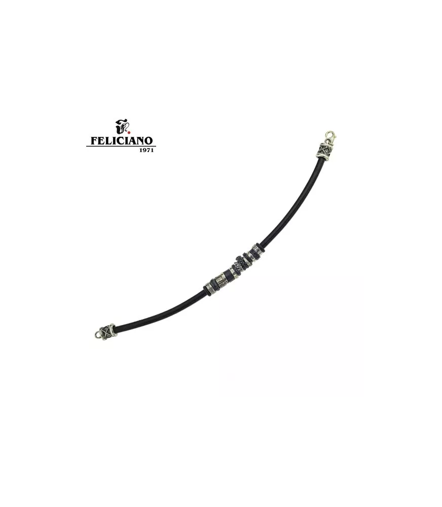 Pulsera en plata y cuero