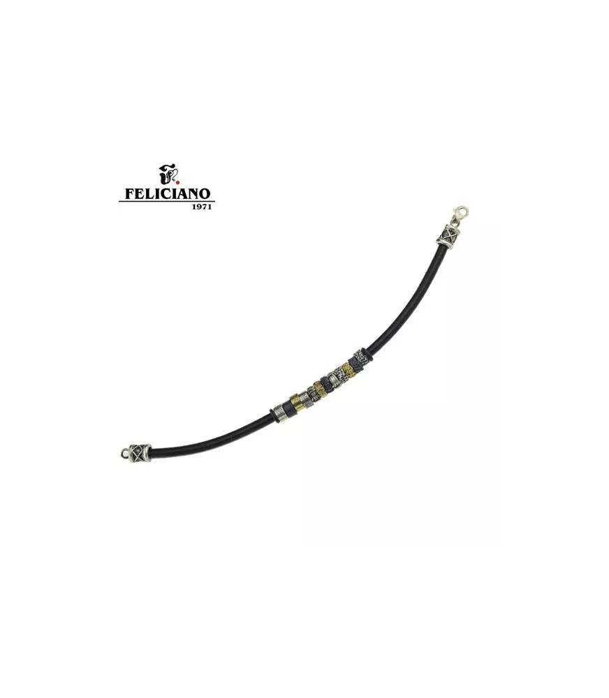 Pulsera en plata, bronce y cuero