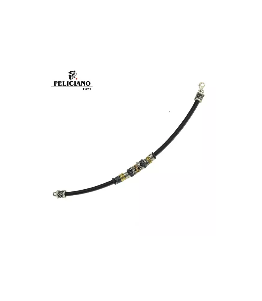 Pulsera en plata, bronce y cuero