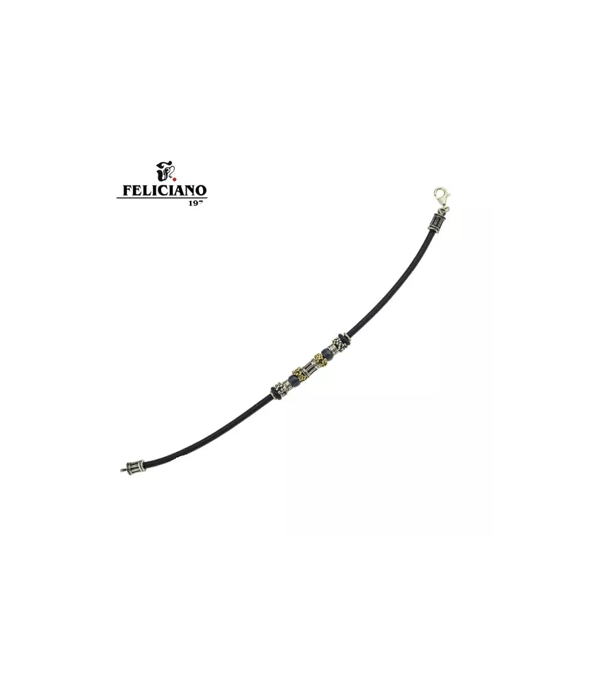 Pulsera en plata,bronce y cuero