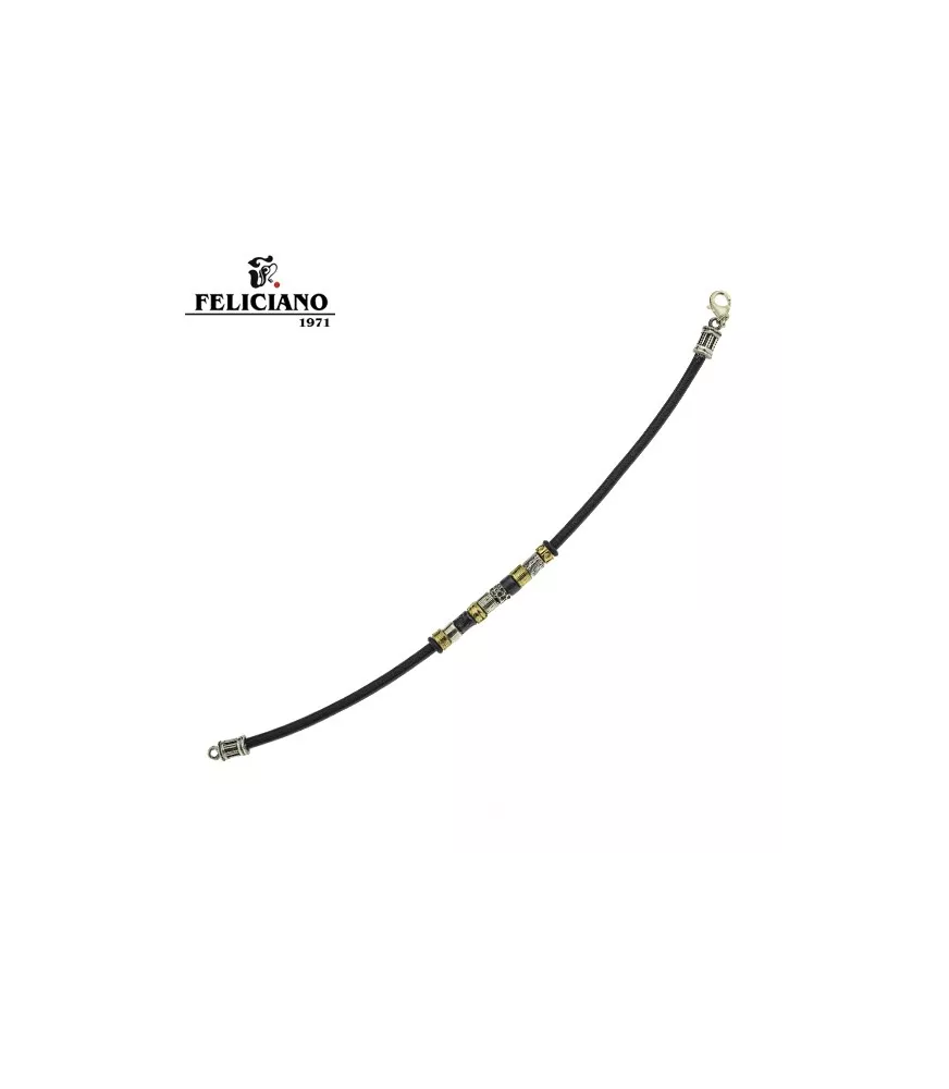 Pulsera en plata, bronce y cuero