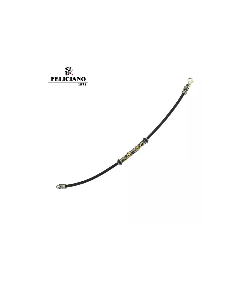 Pulsera en plata, bronce y cuero