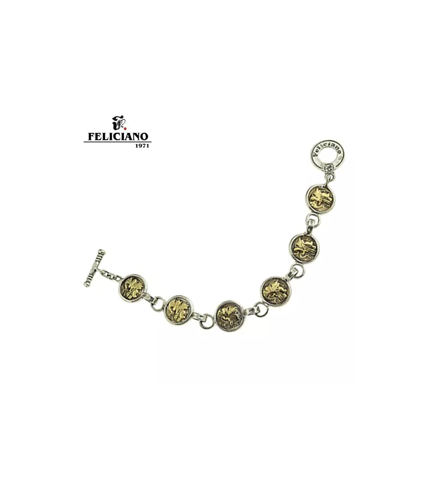 Pulsera en plata con monedas en bronce