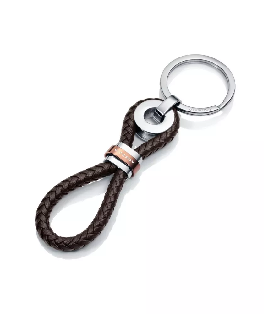 Llavero Viceroy hombre en acero y cuero negro. 6403L09011