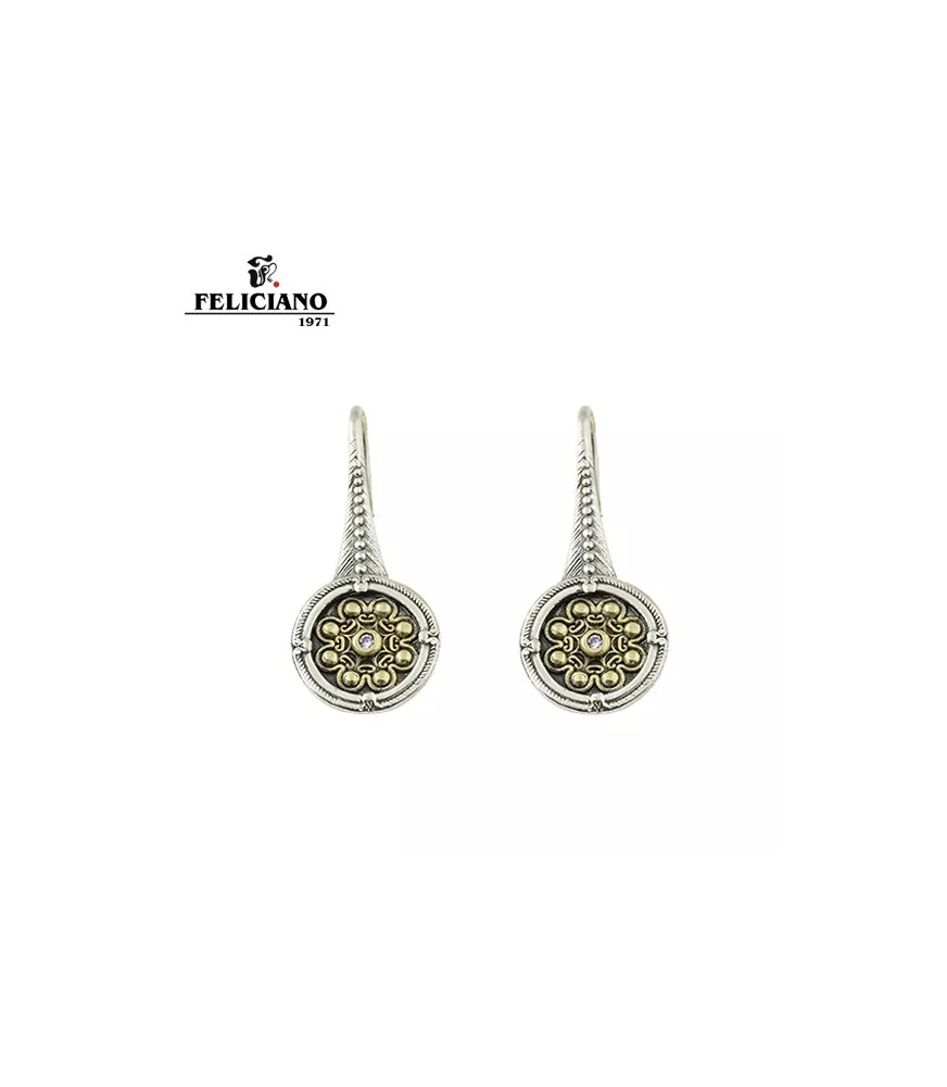 Pendientes en plata, bronce y circonita