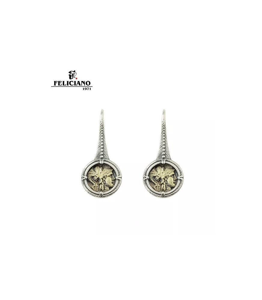Pendientes moneda en plata y bronce