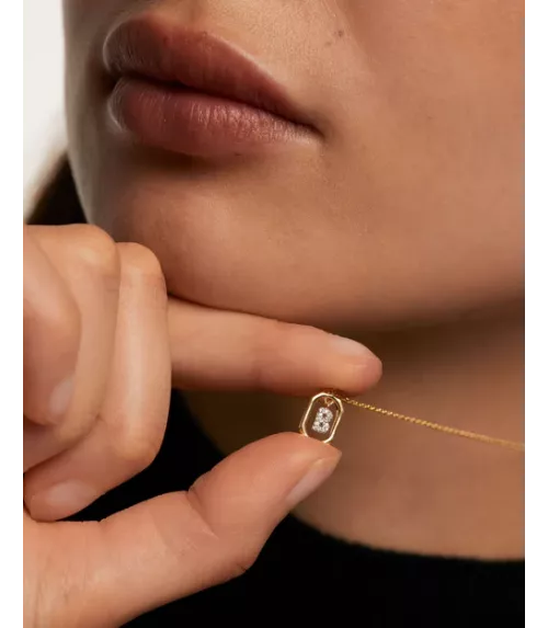 Collar P D Paola, letra B mini, con baño de oro de 18k.