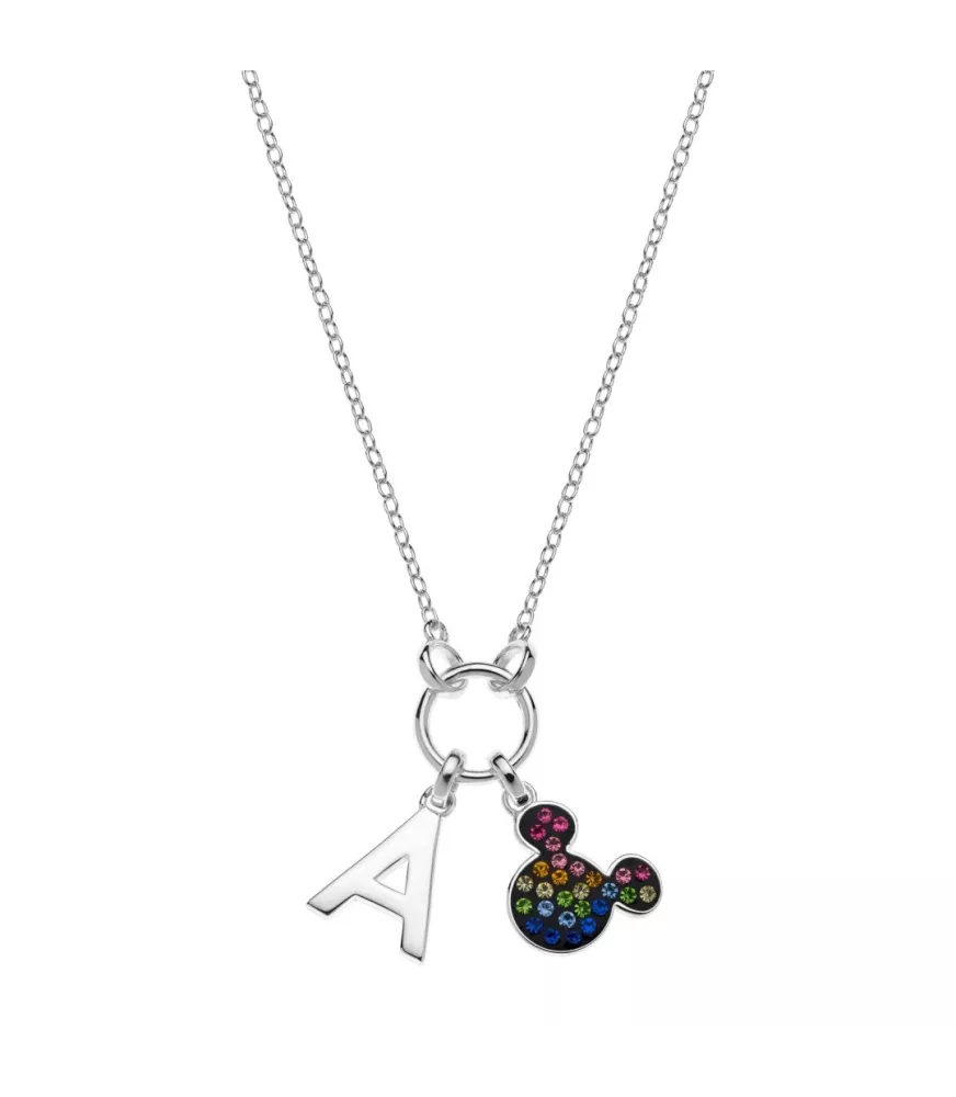 Colgante Disney Letters Mickey Mouse colores A, en plata 925 milésimas.
