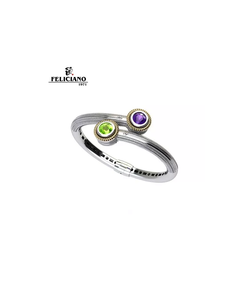 Brazalete en plata y bronce con piedras