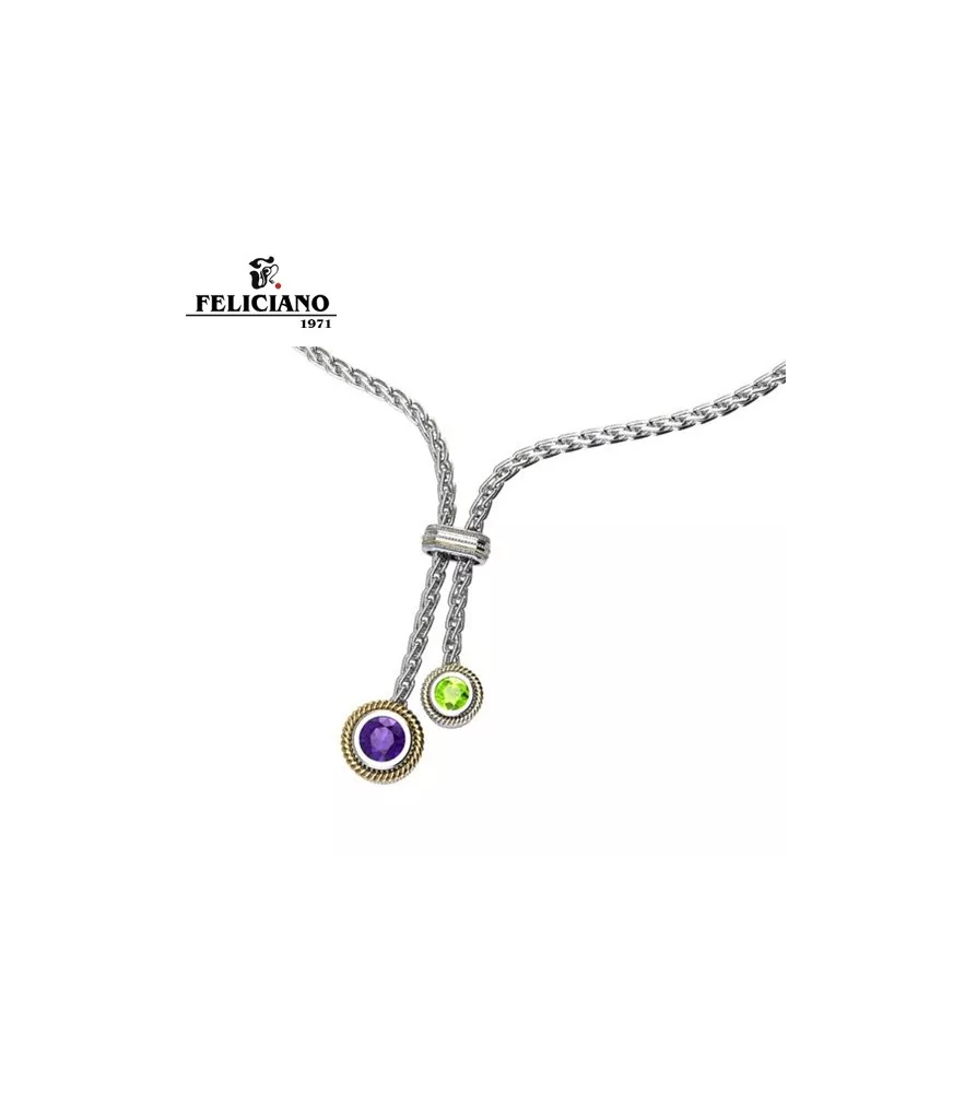 Collar en plata y bronce con piedras