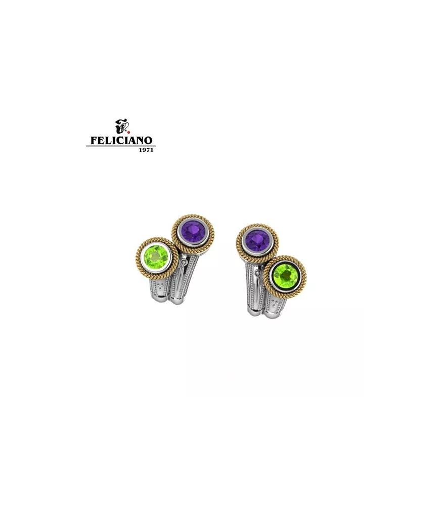 Pendientes en plata y bronce con piedras