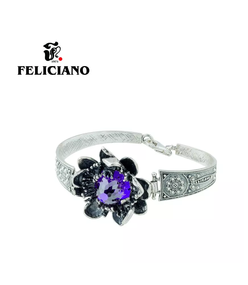BRAZALETE PLATA FLOR DOBLE HOJA