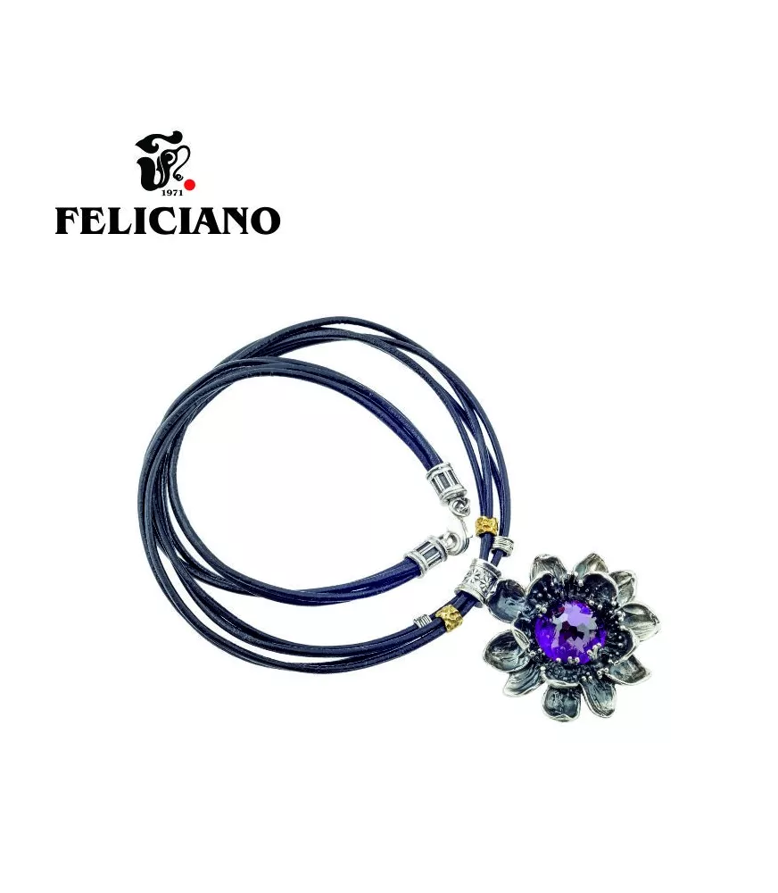 COLLAR PLATA FLOR DOBLE HOJA
