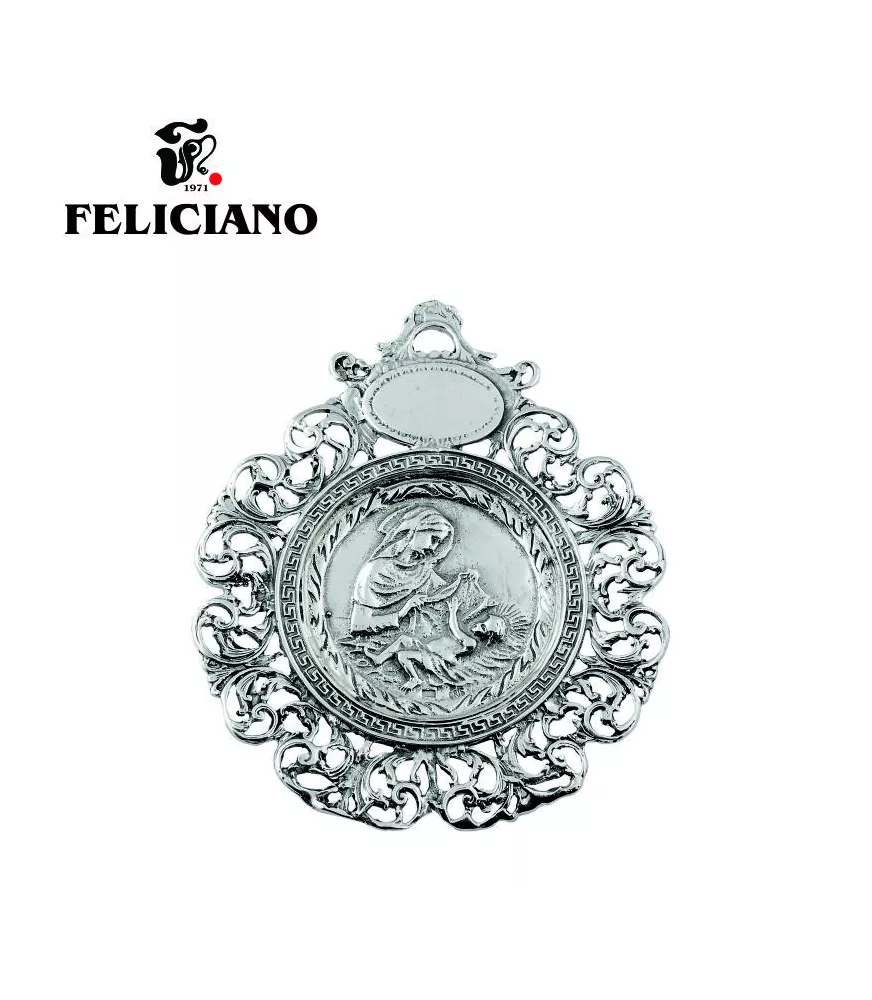 MEDALLA DE CUNA EN PLATA VIRGEN CON NIÑO