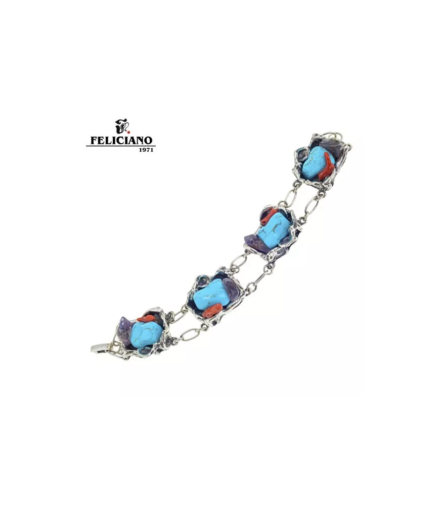 PULSERA EN PLATA Y PIEDRA NATURAL