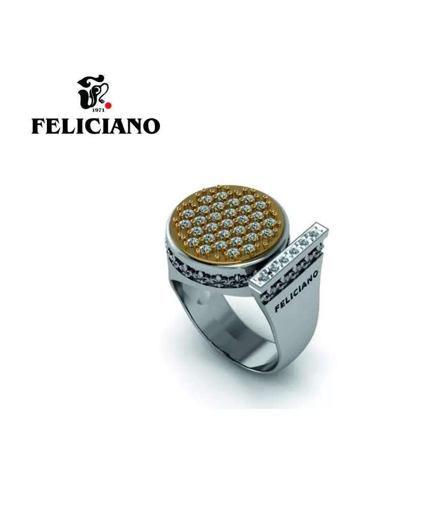 ANILLO DE PLATA, BRONCE Y CIRCONITAS