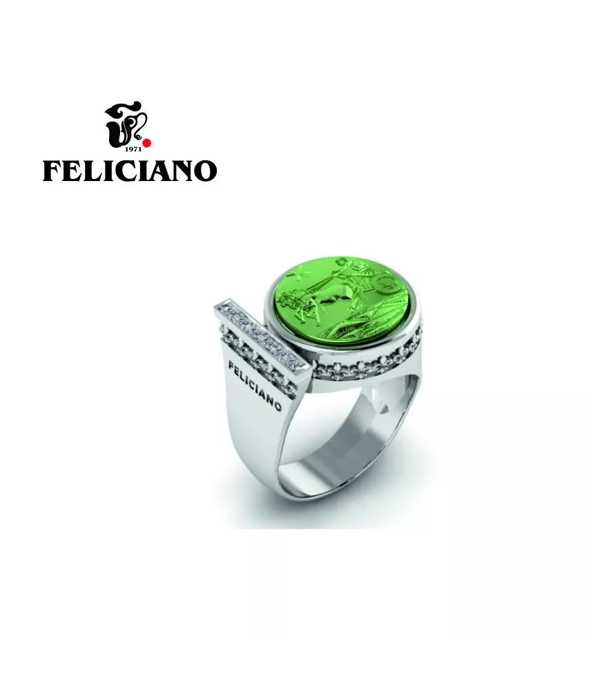 ANILLO DE  PLATA Y  BRONCE OXIDADO EN VERDE